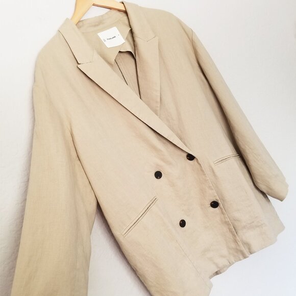 Everlane The Linen Double Breasted Blazer in Khaki Relaxed Fit Plus Size16 $198 - Picture 10 of 16